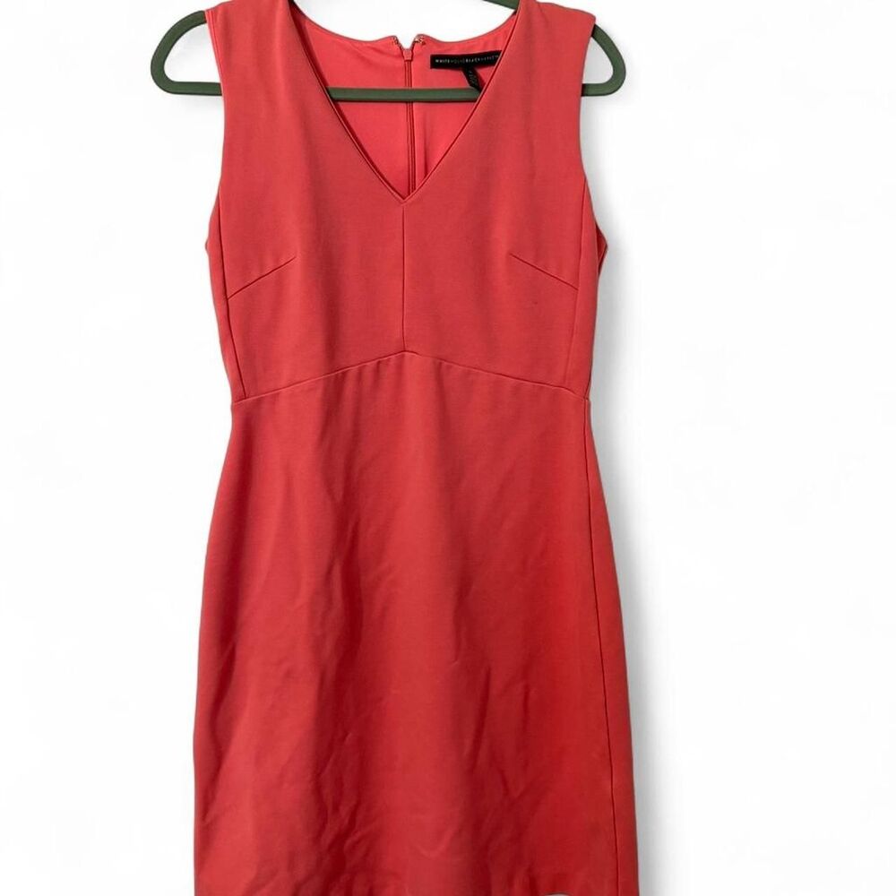White House Black Market Sleeveless‎ V-Neck Sheath Dress in Punchy Coral